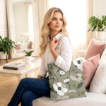 Sage Green Botanical Canvas Tote Bag – Elegant Floral Print - Image 3
