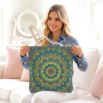 Teal Boho Mandala Canvas Tote Bag – Ornate Floral Design