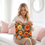 Autumn Marigold Floral Canvas Tote Bag — Textured Floral Print