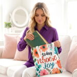 Today I Choose Joy Floral Canvas Tote Bag – Inspirational Print - Image 2