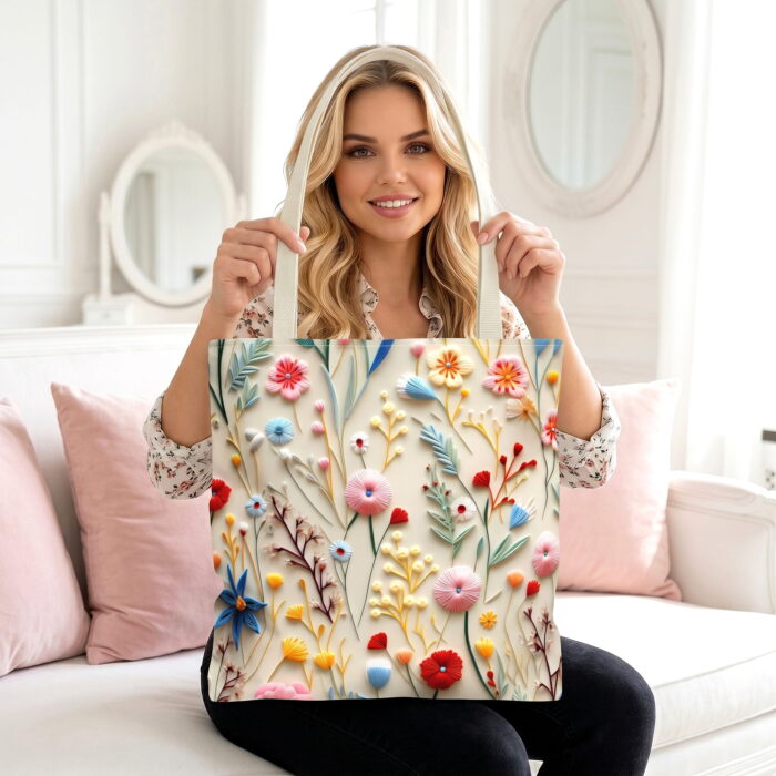 The_woman_from_the_first_202606232253 (2) Floral Wildflower Garden Tote Bag – Colorful Spring Design - Image 1