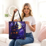 Big Moon Spookiy Haunted House Tote Bag – Halloween Feast Print