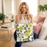Retro Yellow Floral Canvas Tote Bag – Vintage Botanical Print - Image 2
