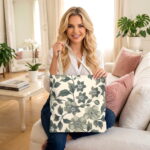 Sage Green Botanical Canvas Tote Bag – Elegant Floral Print