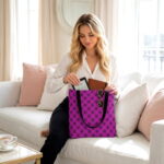 Magenta Floral Medallion Canvas Tote Bag – Bold Retro Print - Image 2