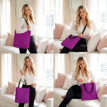 Magenta Floral Medallion Canvas Tote Bag – Bold Retro Print - Image 4