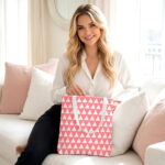 Triangle Geometric Canvas Tote Bag – Pink Minimalist Print