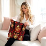 Red Damask Baroque Canvas Tote Bag – Ornate Gold Print - Image 2