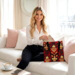 Red Damask Baroque Canvas Tote Bag – Ornate Gold Print - Image 3